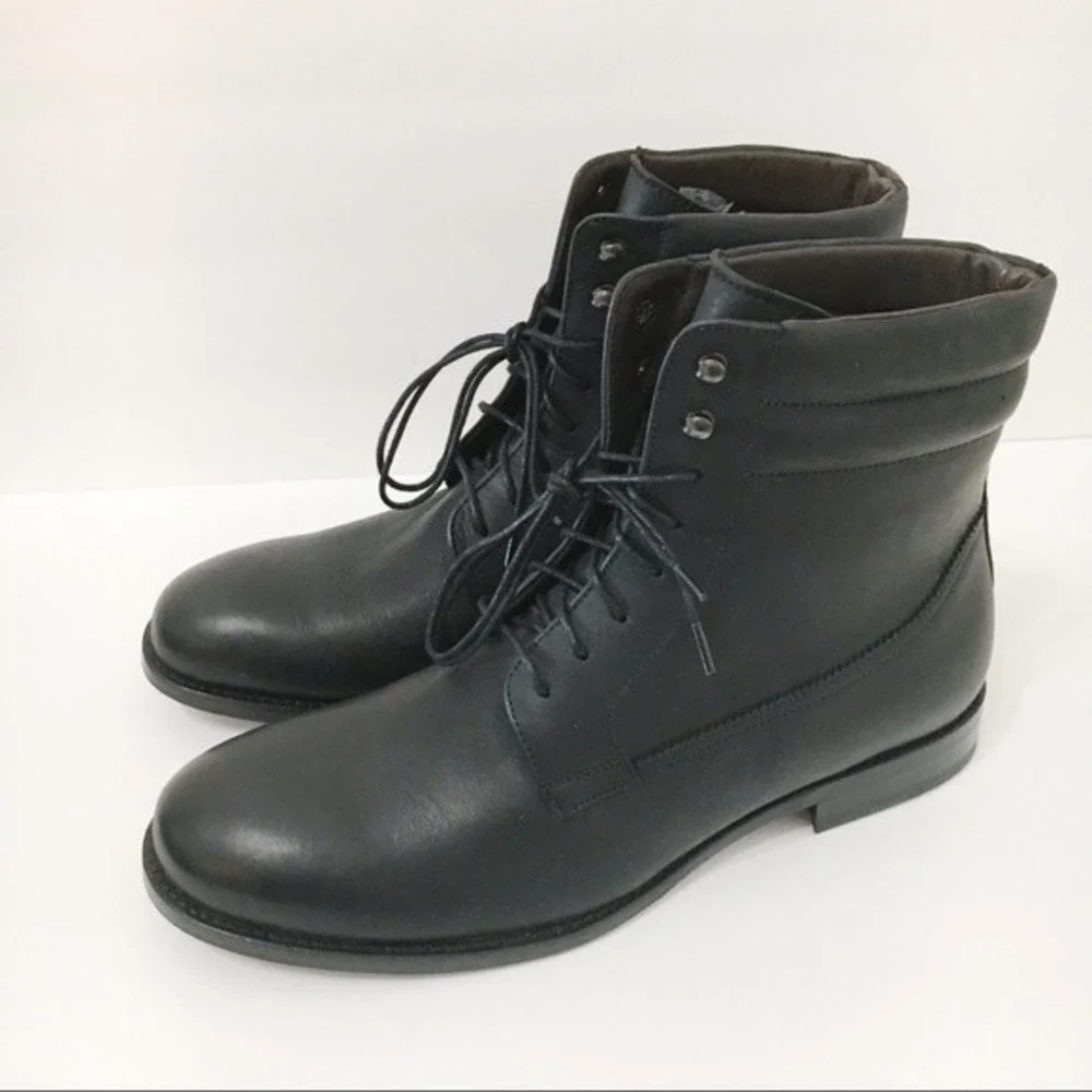 NEW Bacco Bucci‎ Mezlan Cesc Lace Up Men's Black Leather Boots Shoes Size 10